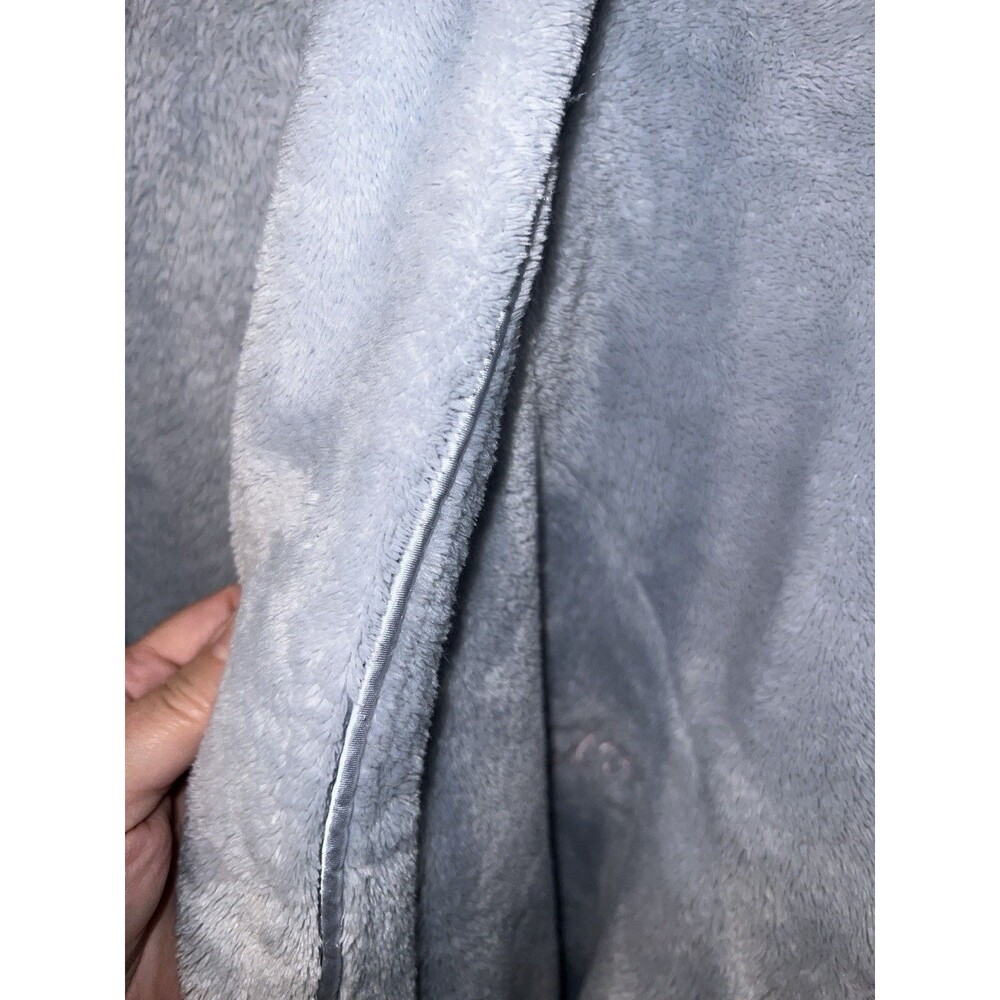 Victorias Secret Bath Robe Womens Sz M/L Blue Plush Cozy Lounge Warm Tie Front - Picture 8 of 12